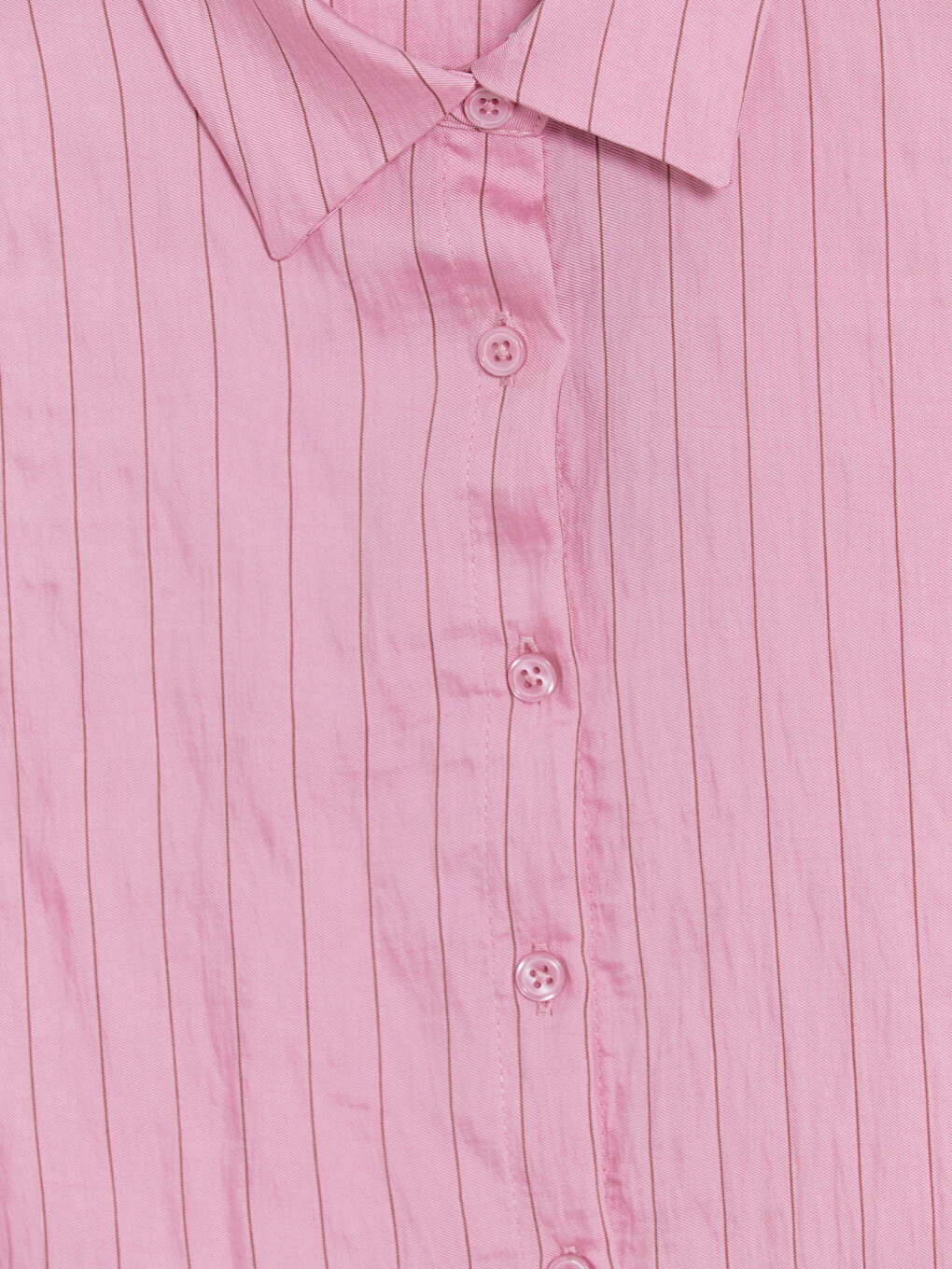 Pembe Çizgili Oversize Kadın Gömlek-2