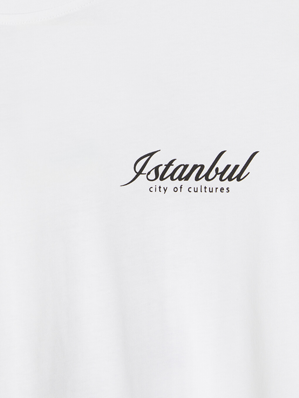 Beyaz İstanbul Baskılı %100 Pamuklu Kadın Tişört-6