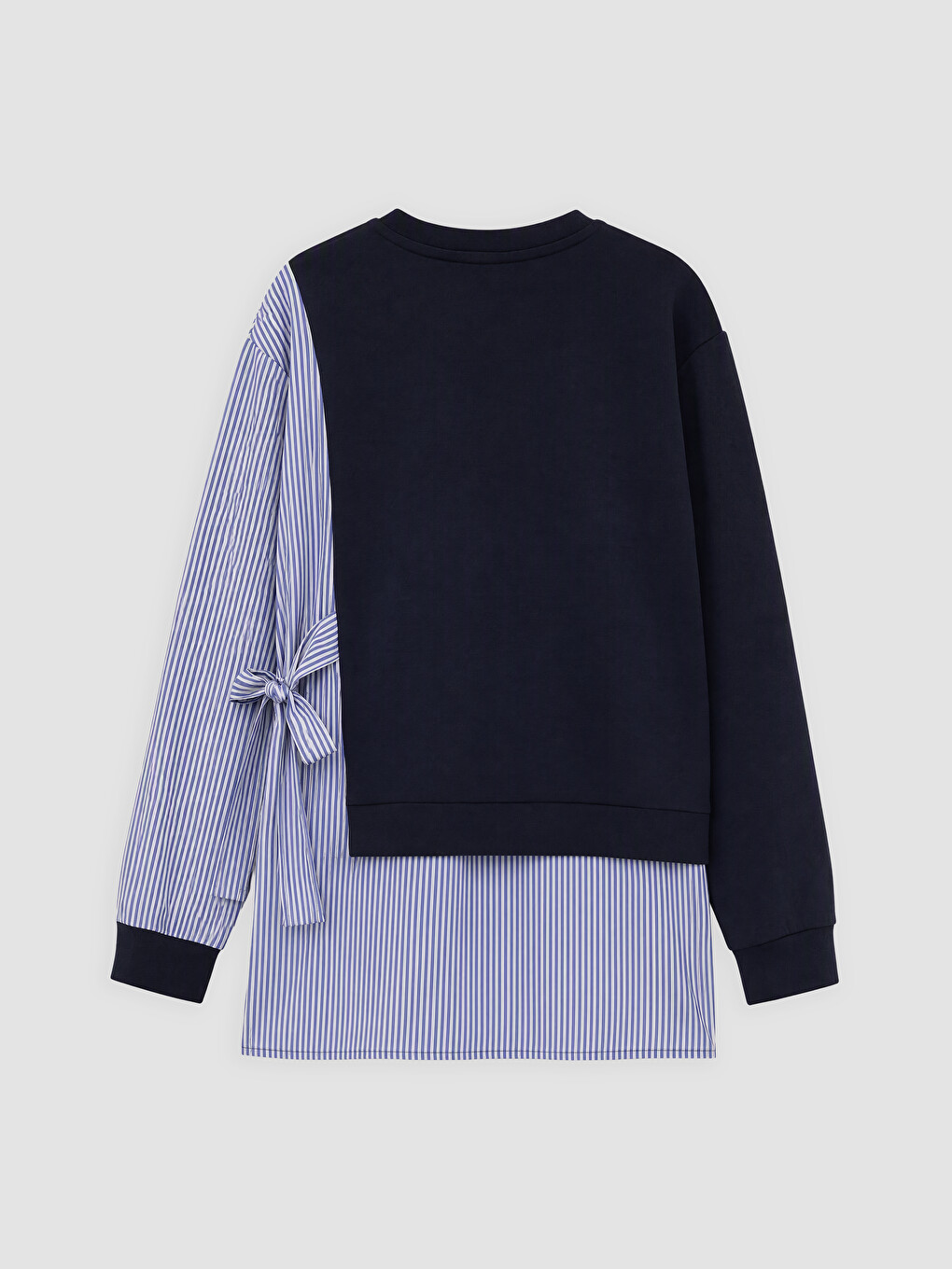 Lacivert Çizgili Kadın Sweatshirt Tunik-1