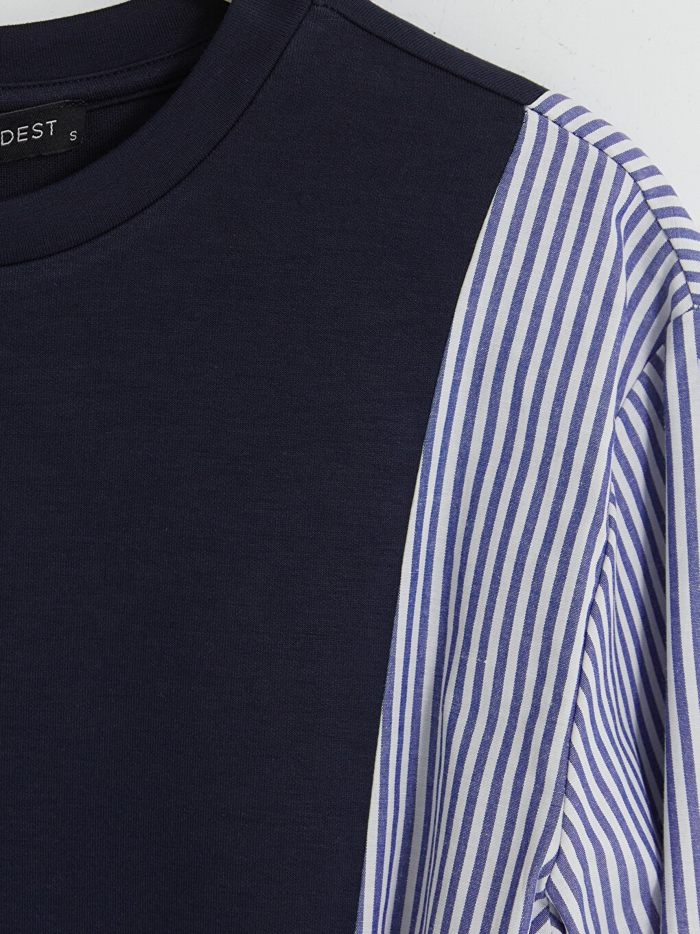 Lacivert Çizgili Kadın Sweatshirt Tunik-2