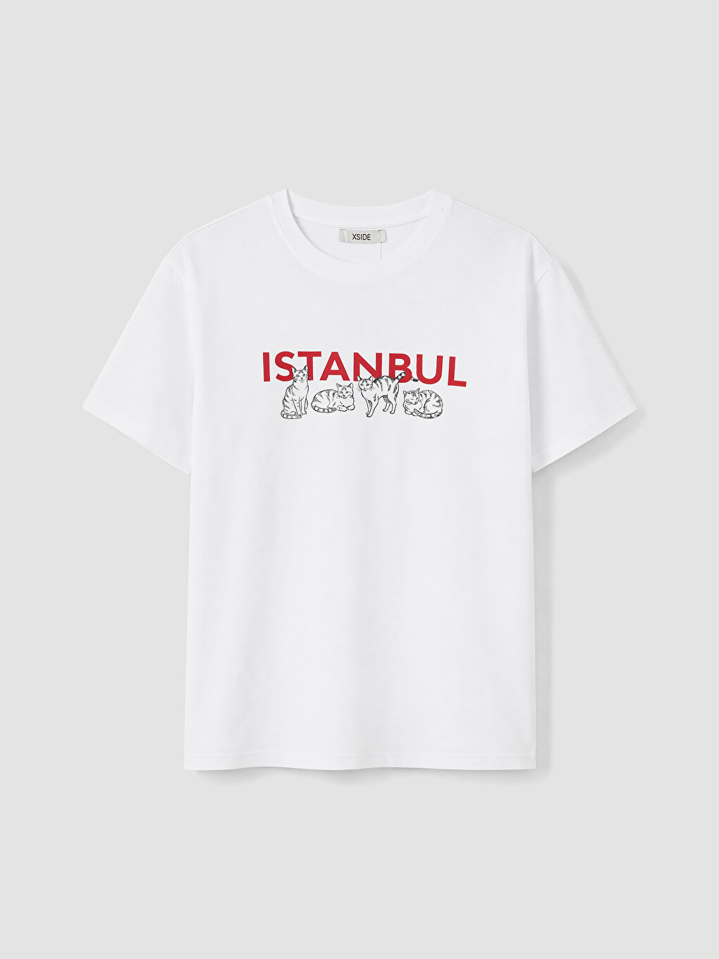 Beyaz İstanbul Baskılı %100 Pamuklu Kadın Tişört-4