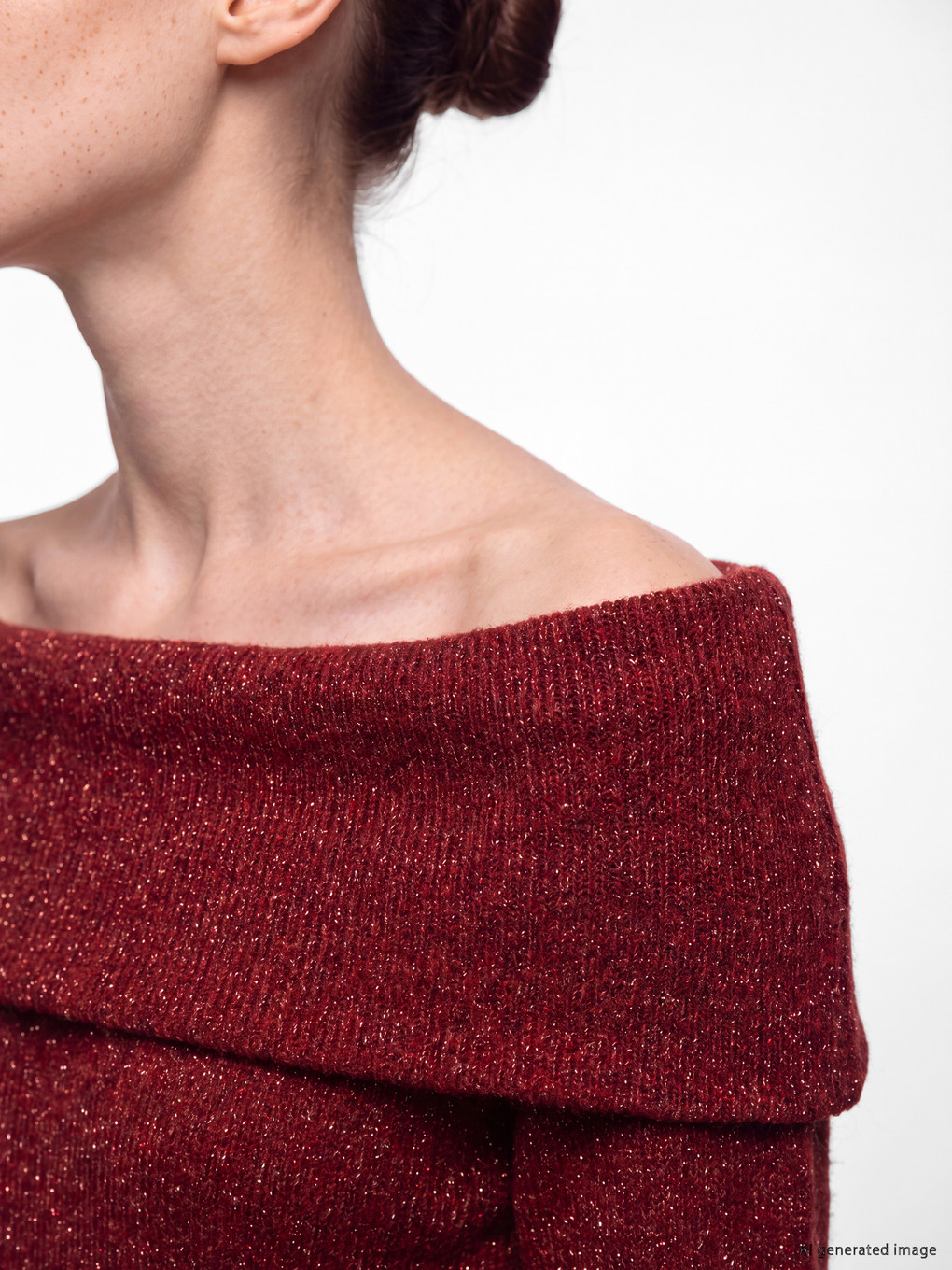Slash Neck Women's Knitwear Sweater-2