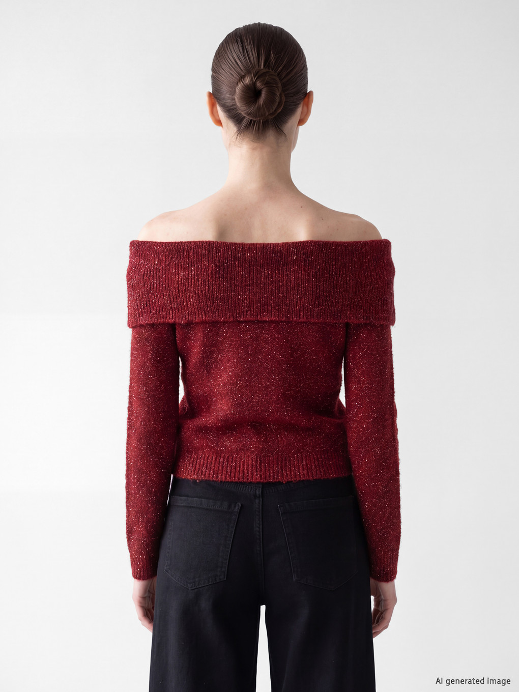 Slash Neck Women's Knitwear Sweater-3