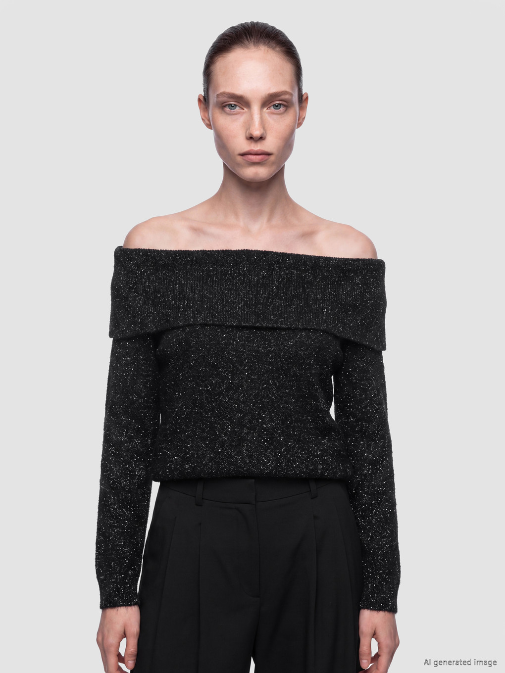 Slash Neck Women's Knitwear Sweater