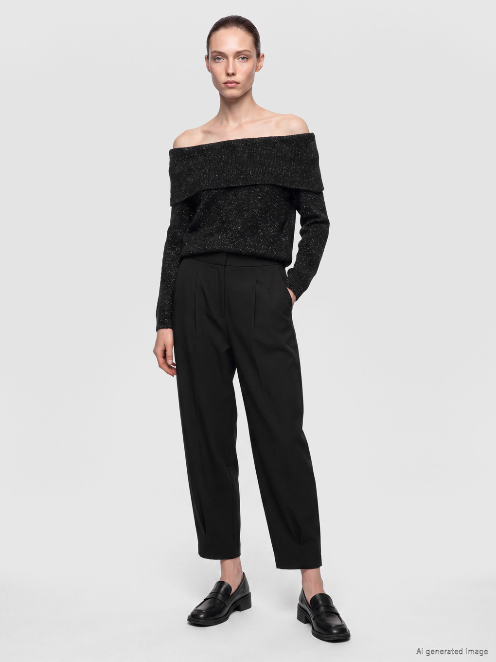 Slash Neck Women's Knitwear Sweater-1