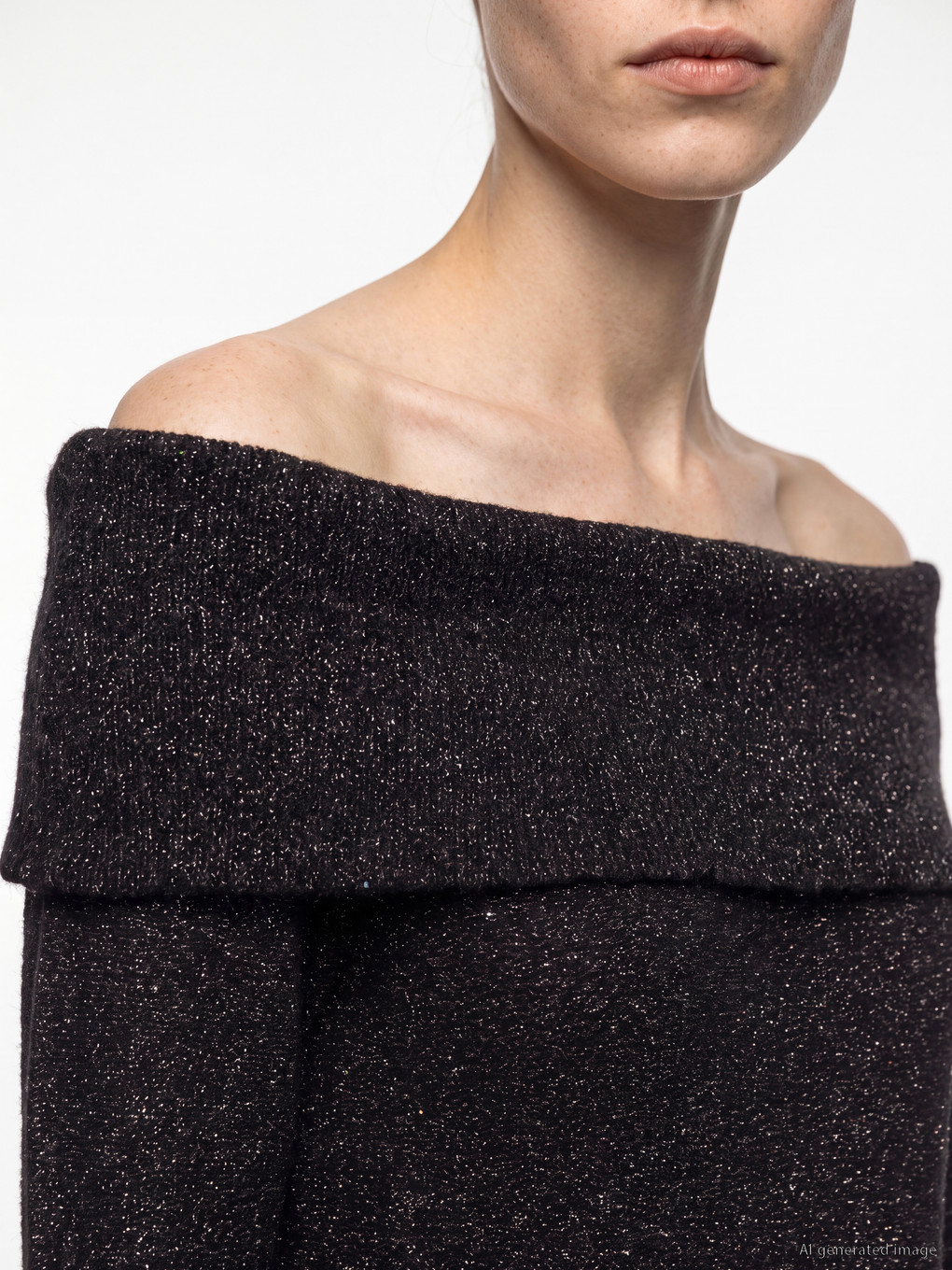 Slash Neck Women's Knitwear Sweater-2