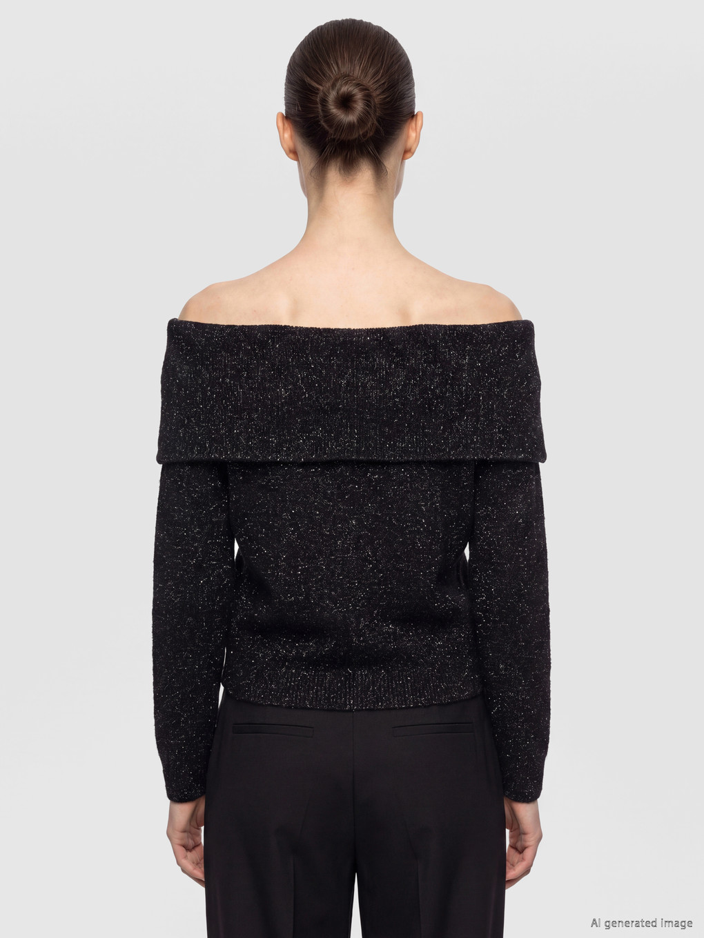 Slash Neck Women's Knitwear Sweater-3