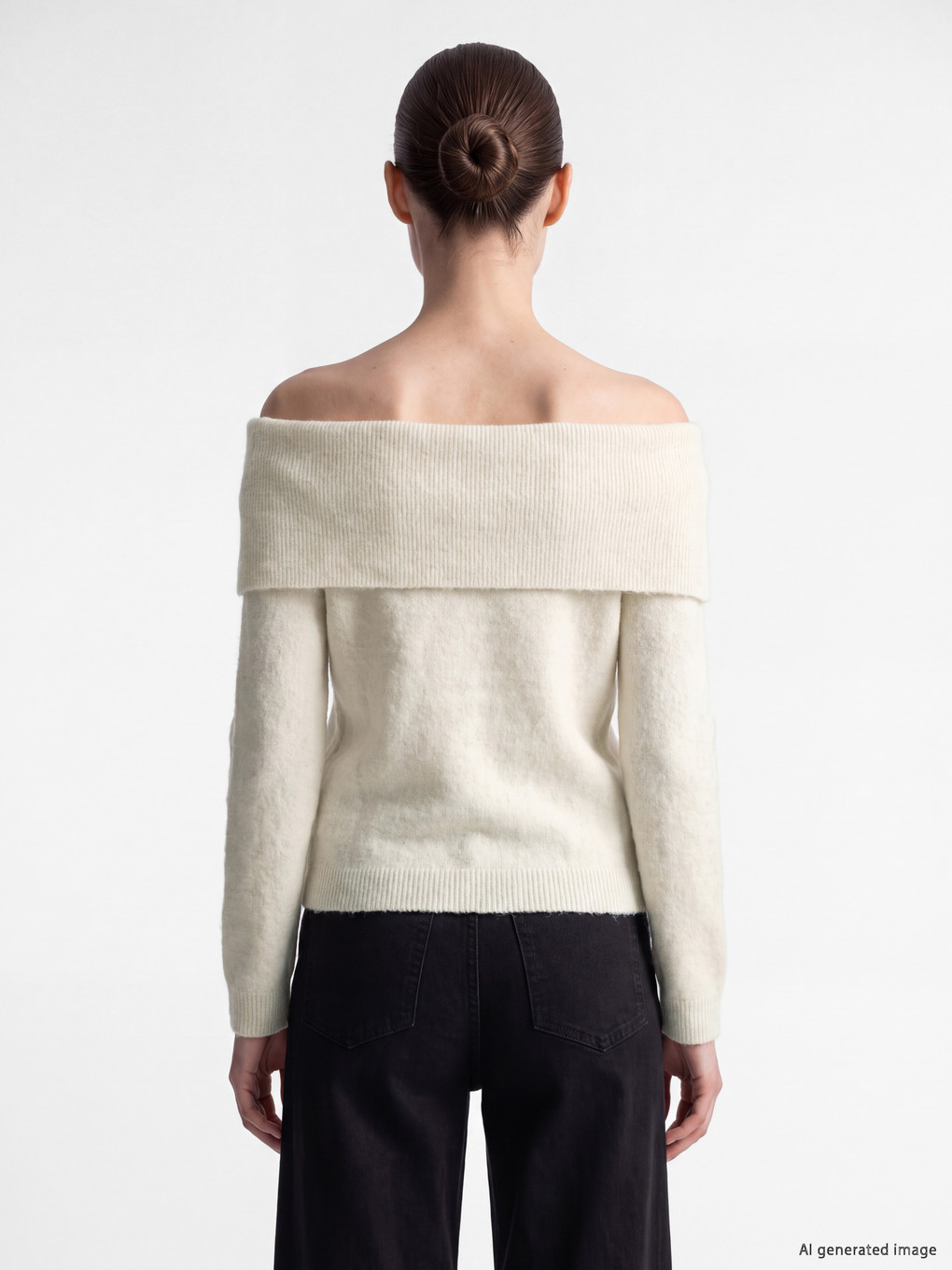 Slash Neck Women's Knitwear Sweater-3