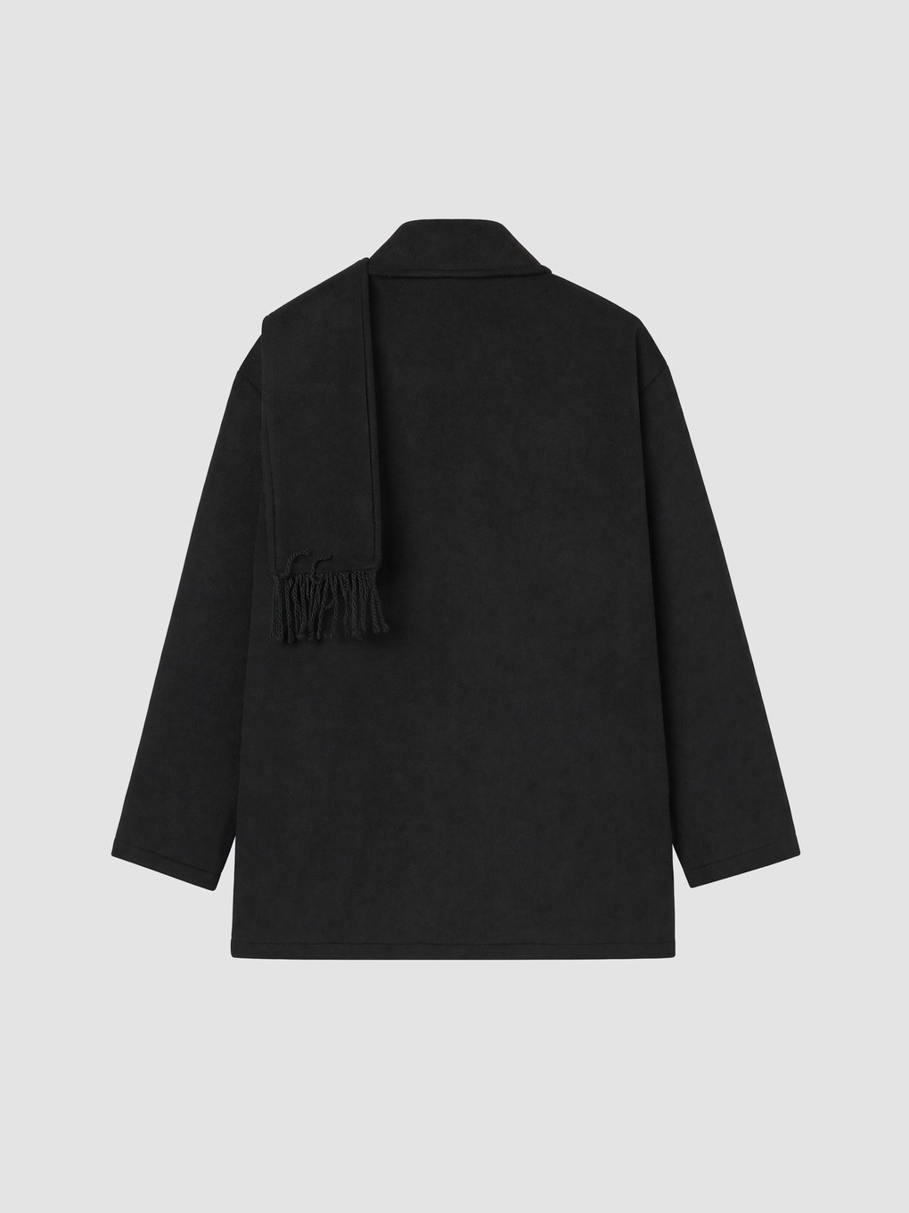 Siyah Atkılı Oversize Kadın Kaşe Kaban-7