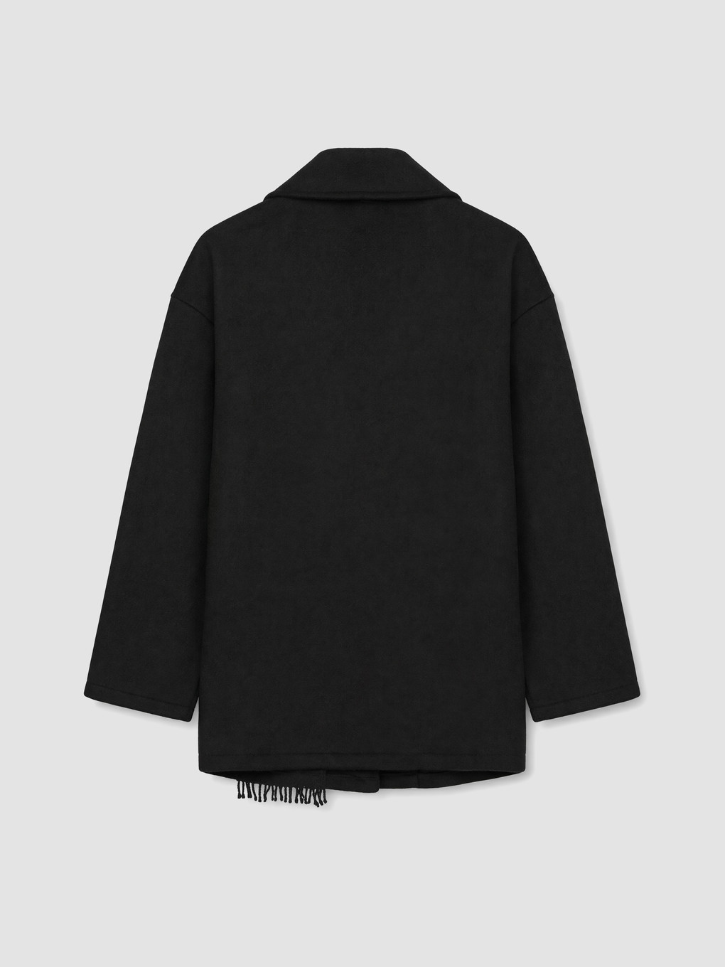 Siyah Atkılı Oversize Kadın Kaşe Kaban-8