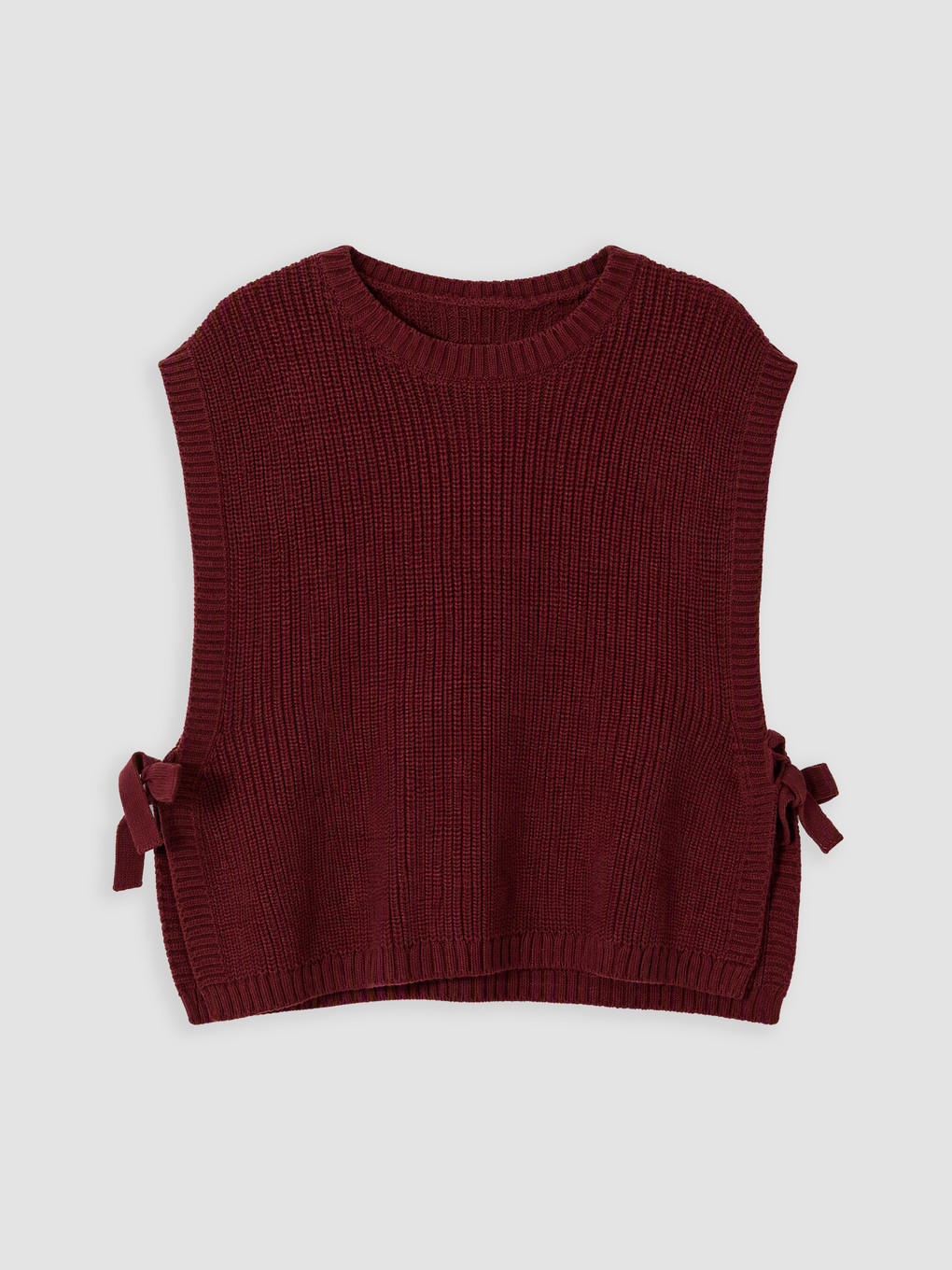 Bordo Fiyonk Detaylı Kız Çocuk Süveter