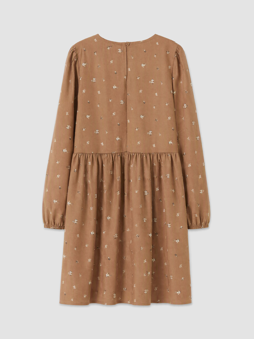 Kahverengi Baskılı Kız Çocuk Gabardin Elbise-1