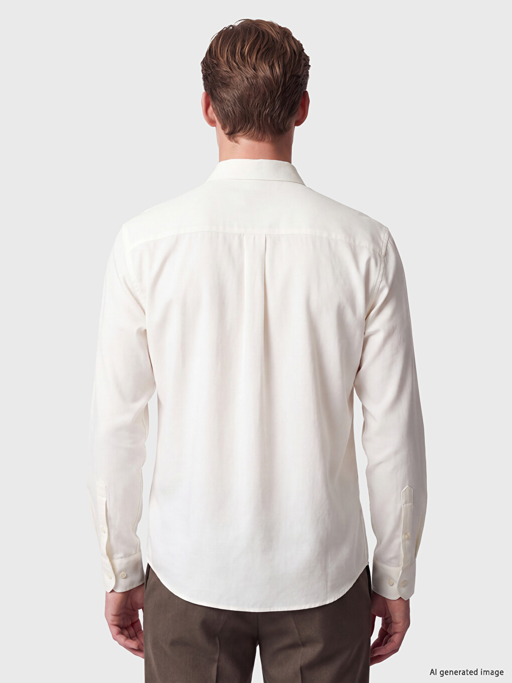Beyaz Regular Fit Gabardin Erkek Gömlek-3