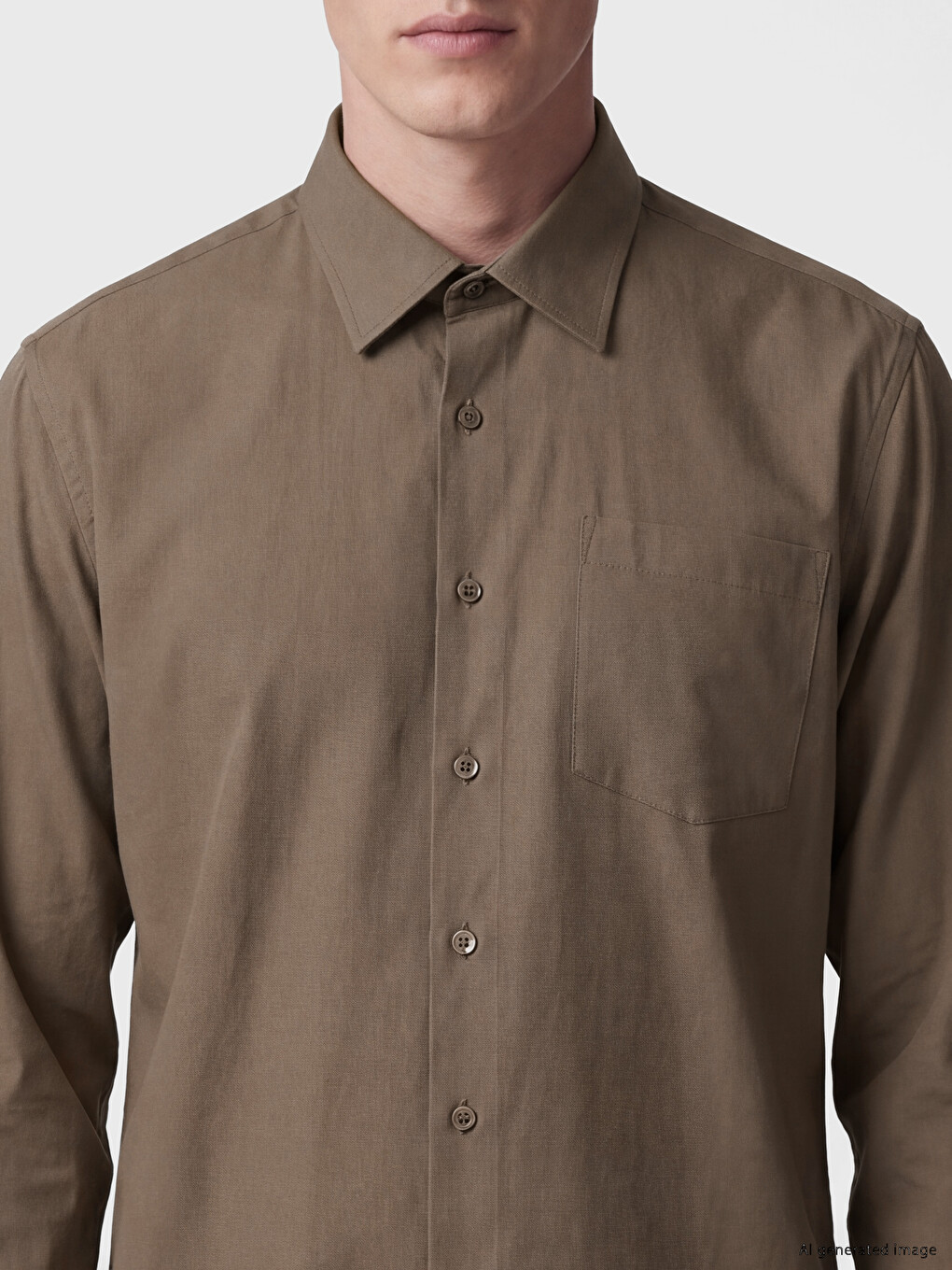 Kahverengi Regular Fit Gabardin Erkek Gömlek-2