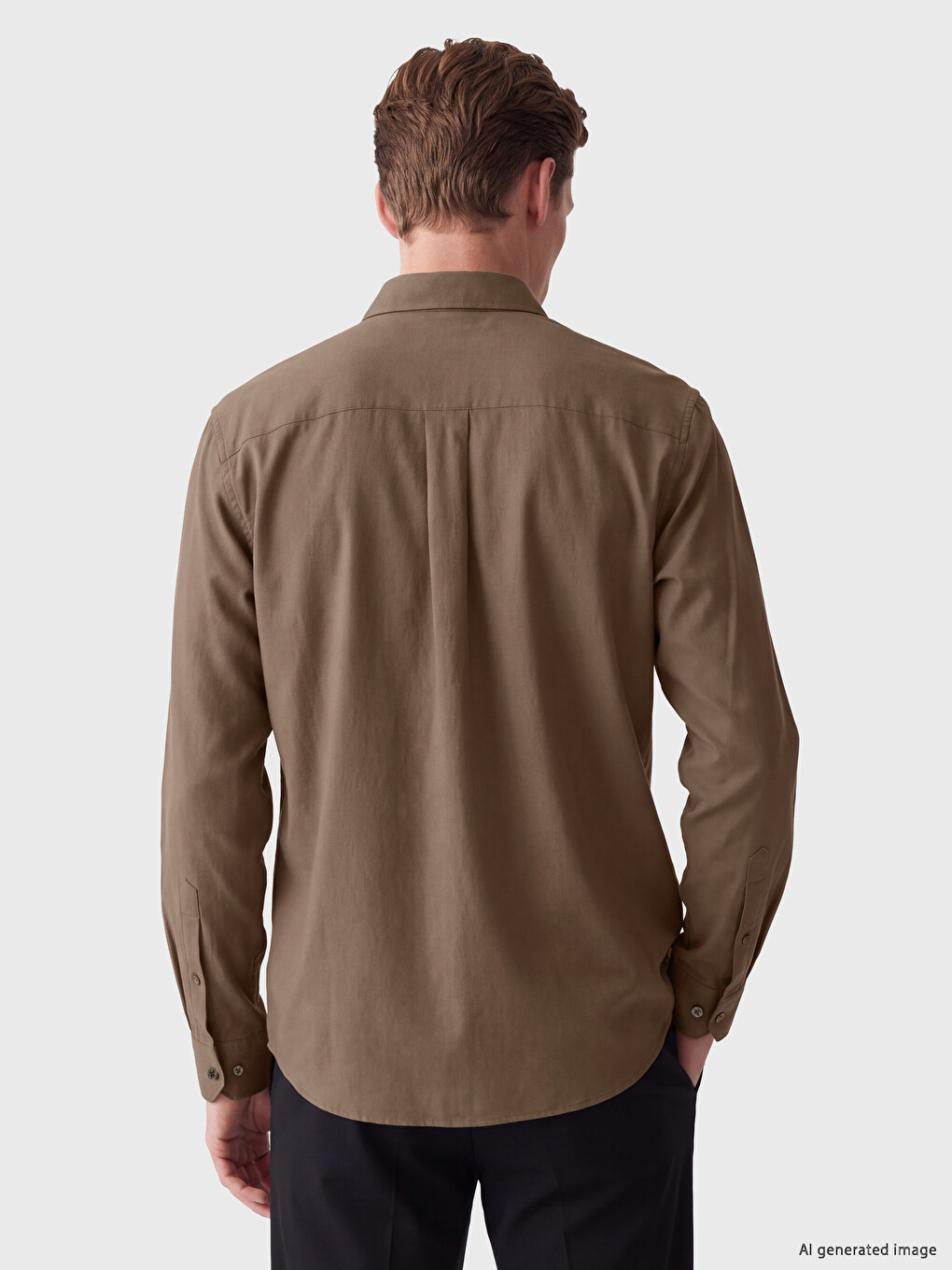 Kahverengi Regular Fit Gabardin Erkek Gömlek-3