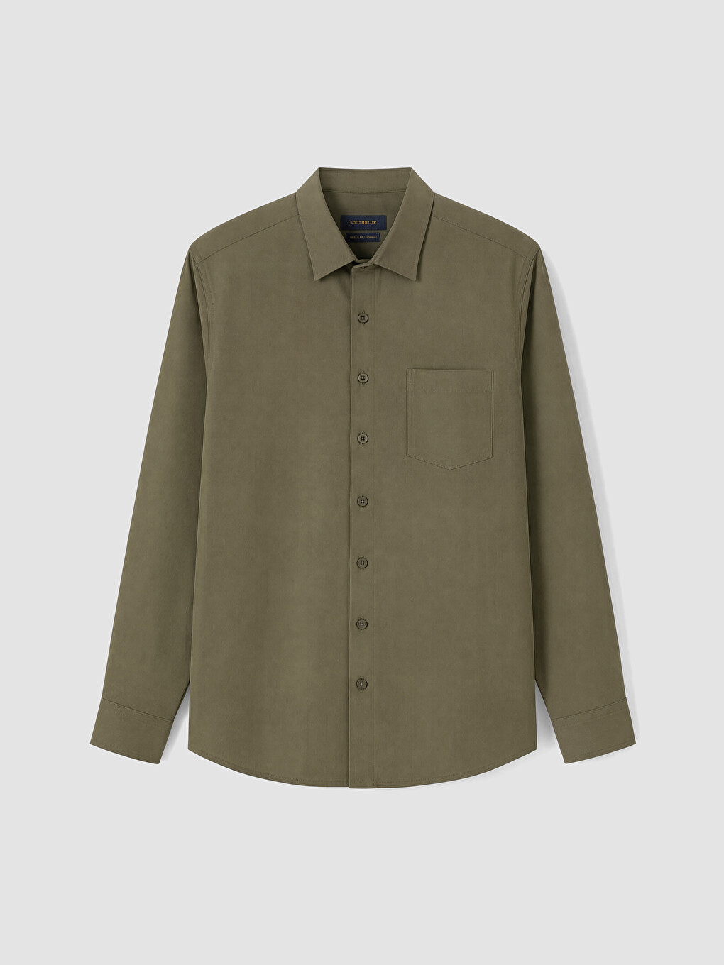 Haki Regular Fit Gabardin Erkek Gömlek-4