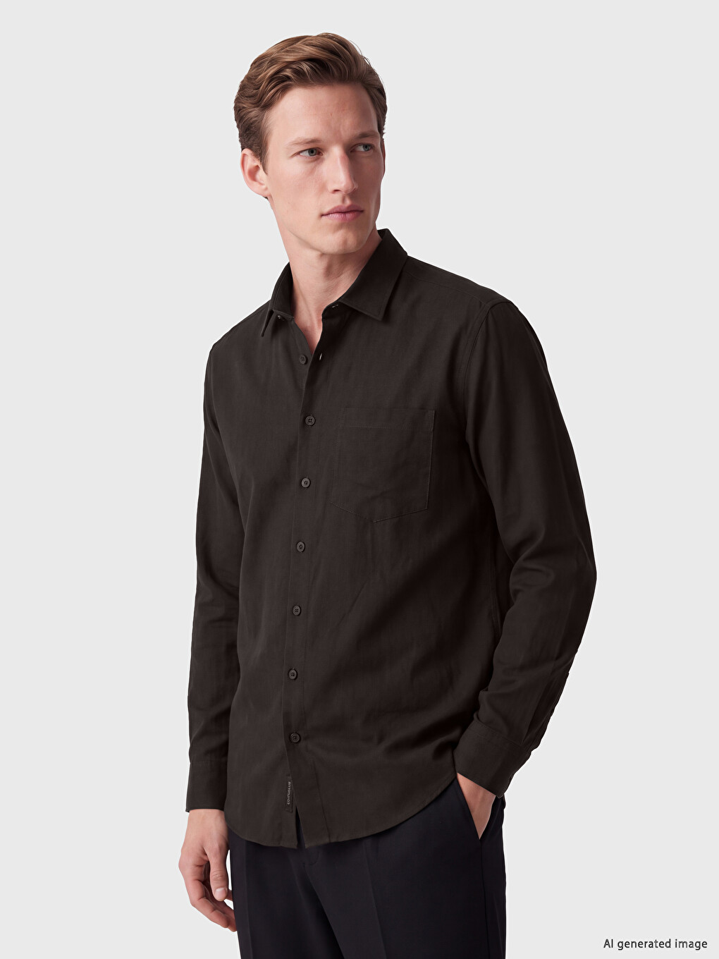 Kahverengi Regular Fit Gabardin Erkek Gömlek