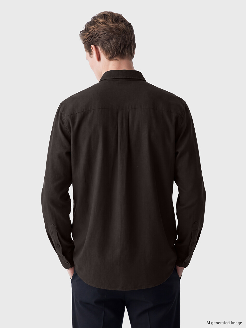 Kahverengi Regular Fit Gabardin Erkek Gömlek-3
