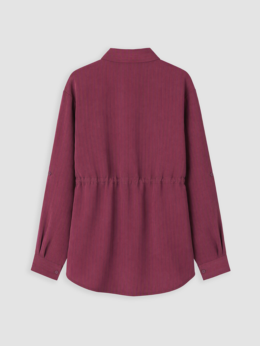 Bordo Beli Bağcıklı Çizgili Kadın Gömlek Tunik-6