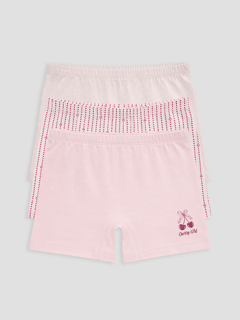 Pembe Baskılı Kız Çocuk Boxer 3'lü-5