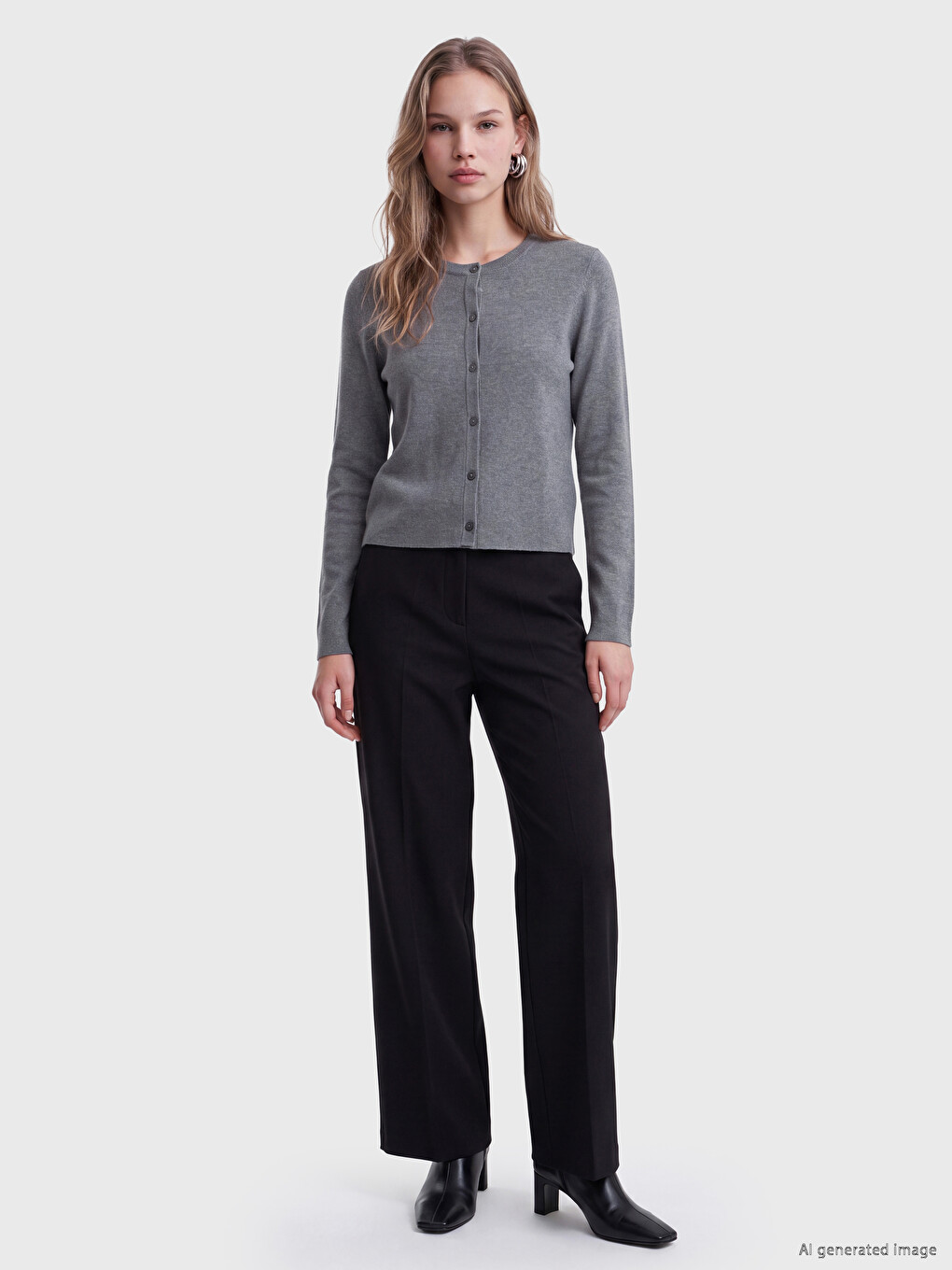 Crew Neck Women's Knitwear Cardigan-1