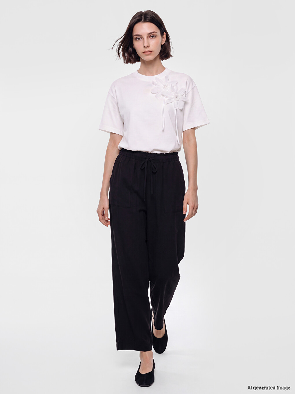 Crew Neck Applique Detailed Women's T-shirt-1