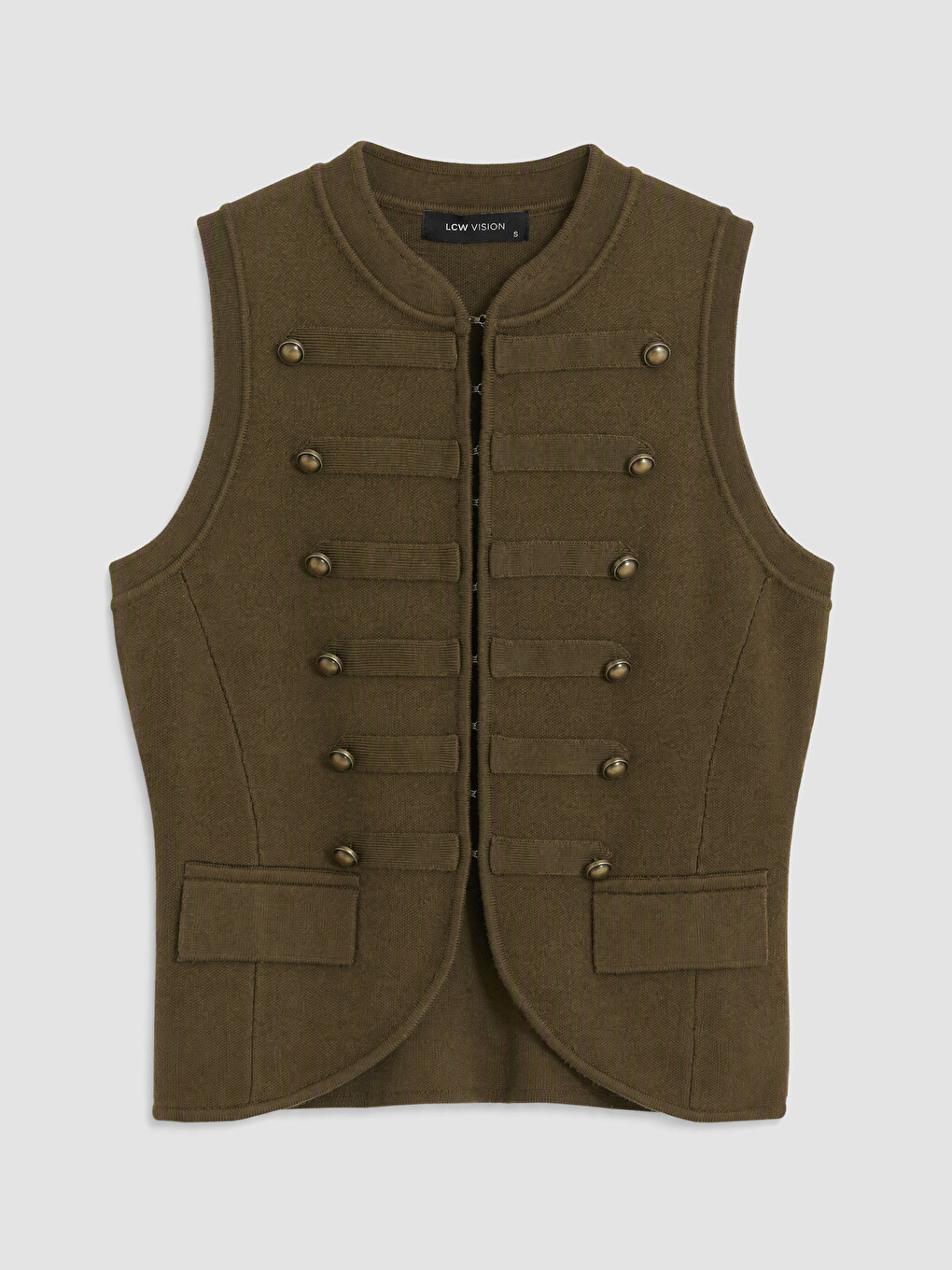 Baseball Collar Women's Knitwear Gilet-4