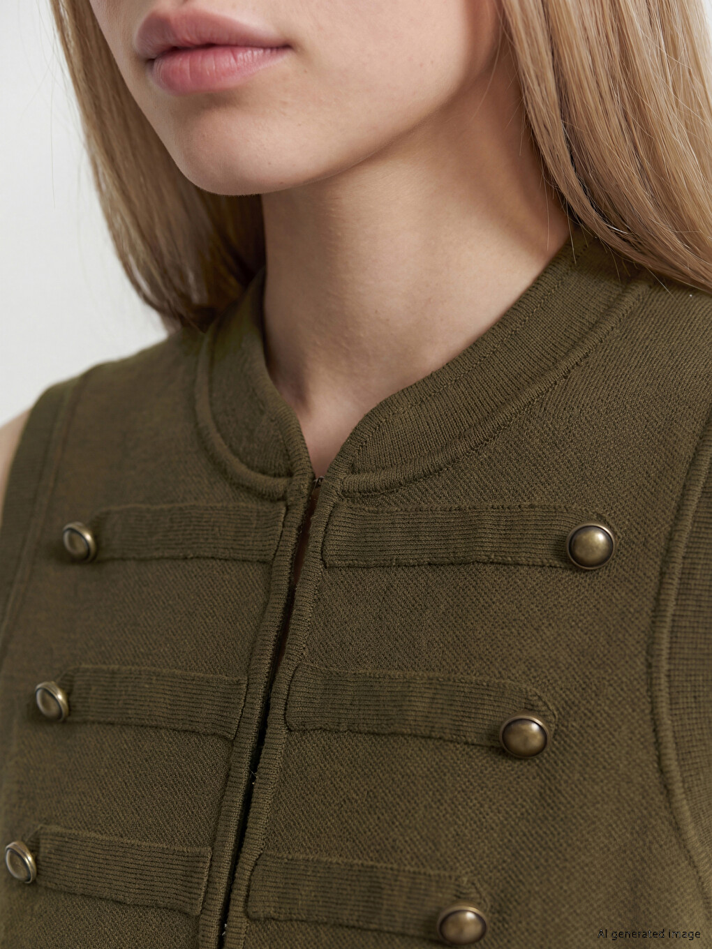 Baseball Collar Women's Knitwear Gilet-2