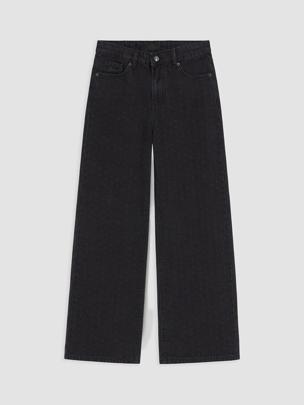 Siyah Straight Fit Taşlı Kadın Jean Pantolon