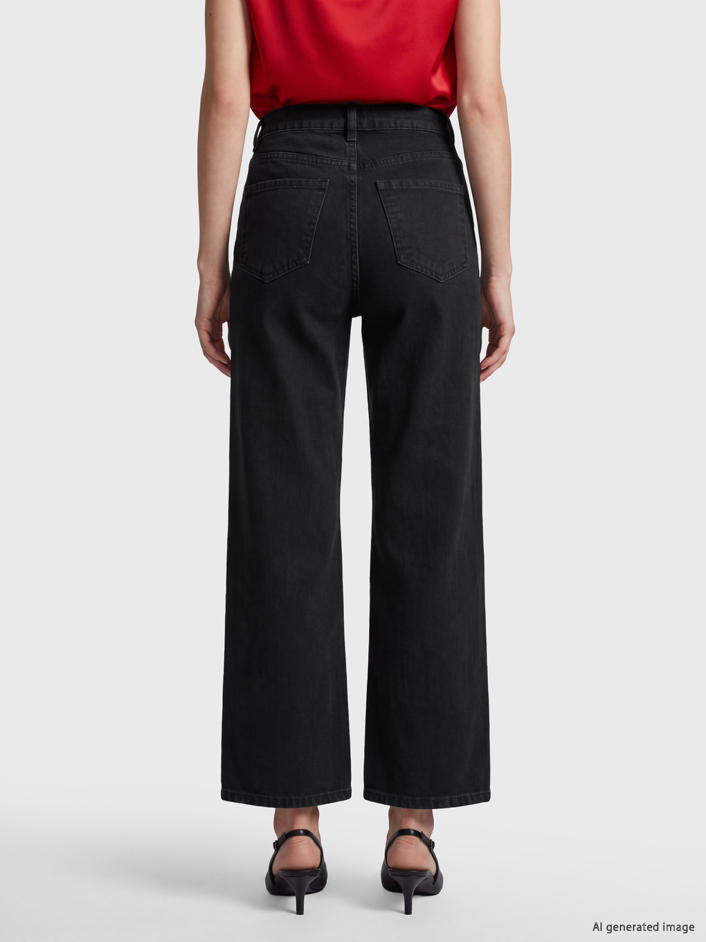 Siyah Straight Fit Taşlı Kadın Jean Pantolon-3
