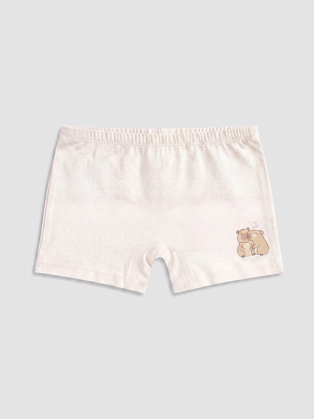 Ekru Baskılı Kız Çocuk Boxer