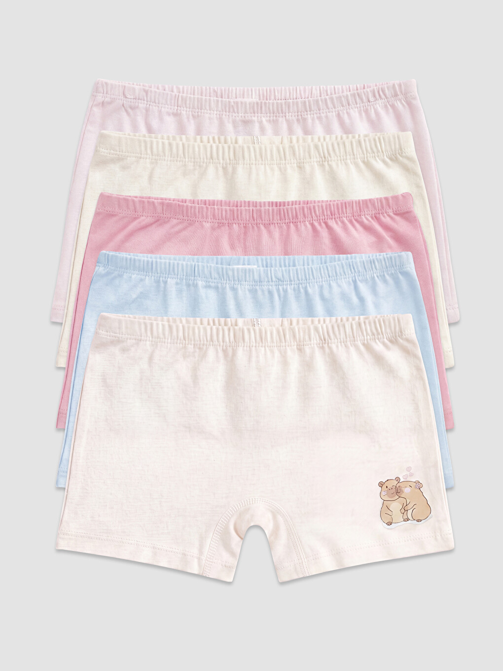 Pembe Baskılı Kız Çocuk Boxer 5'li-7
