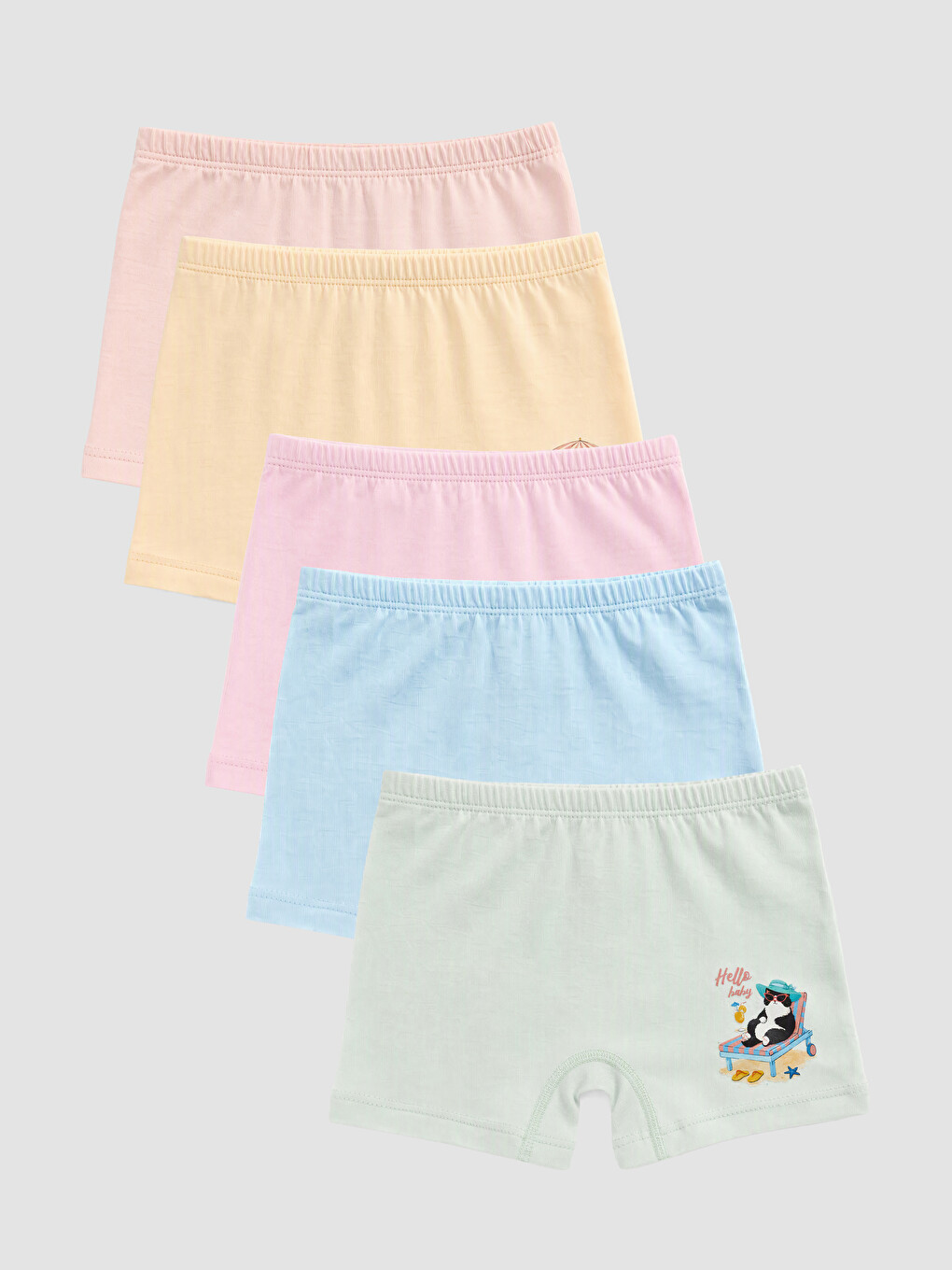 Pembe Baskılı Kız Çocuk Boxer 5'li-7