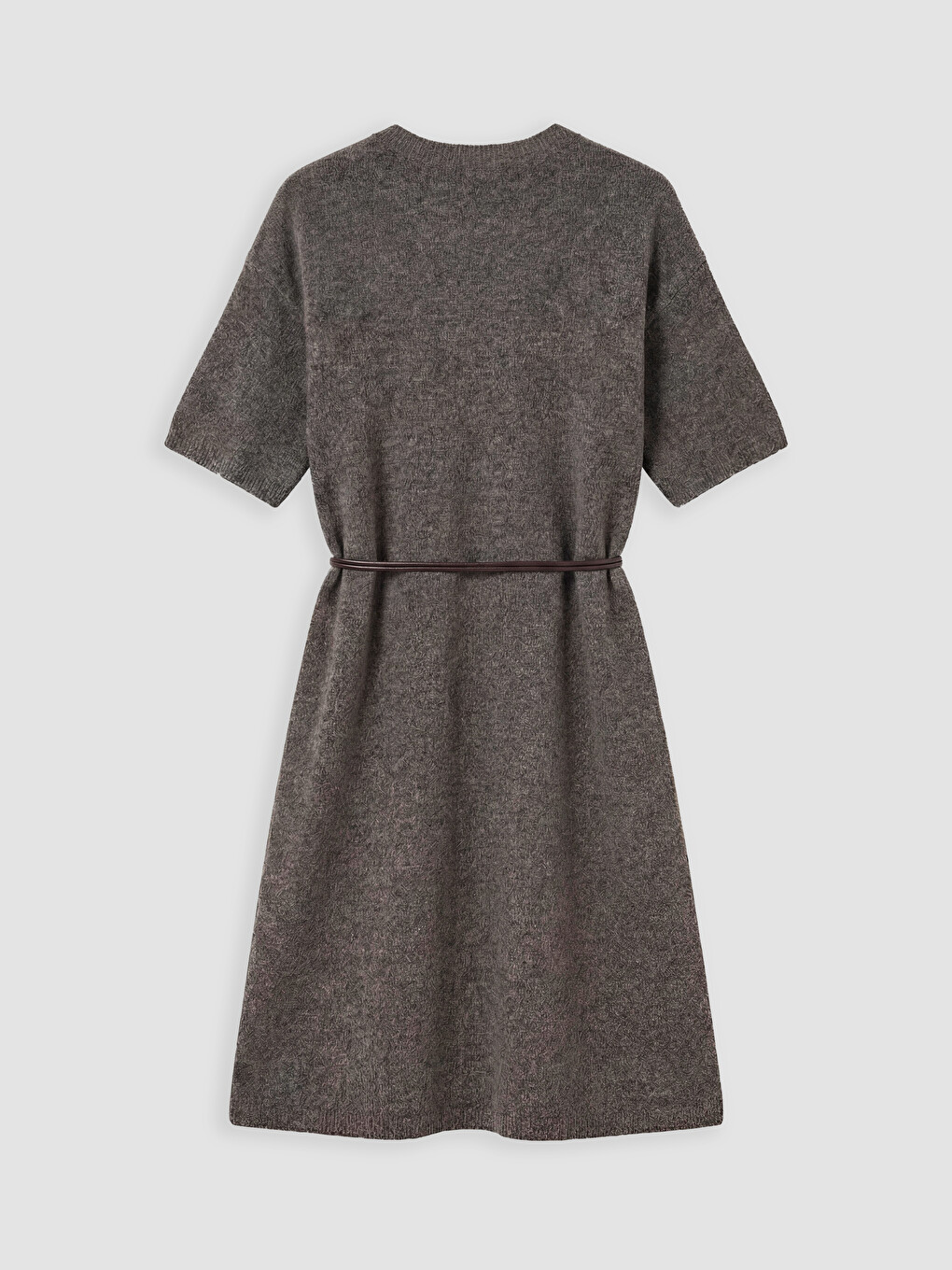Belted Wool Blended Knitwear Dress-6