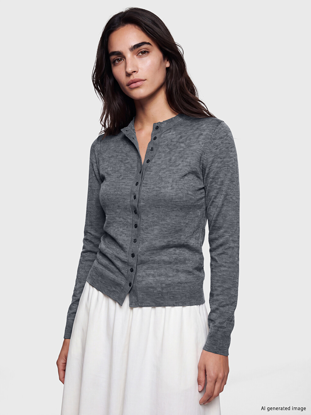 Crew Neck Women's Knitwear Cardigan