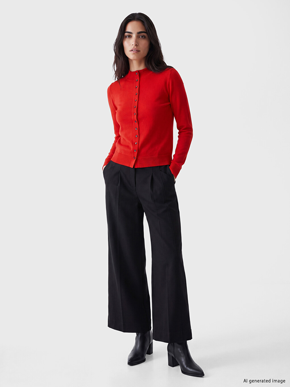 Crew Neck Women's Knitwear Cardigan-1