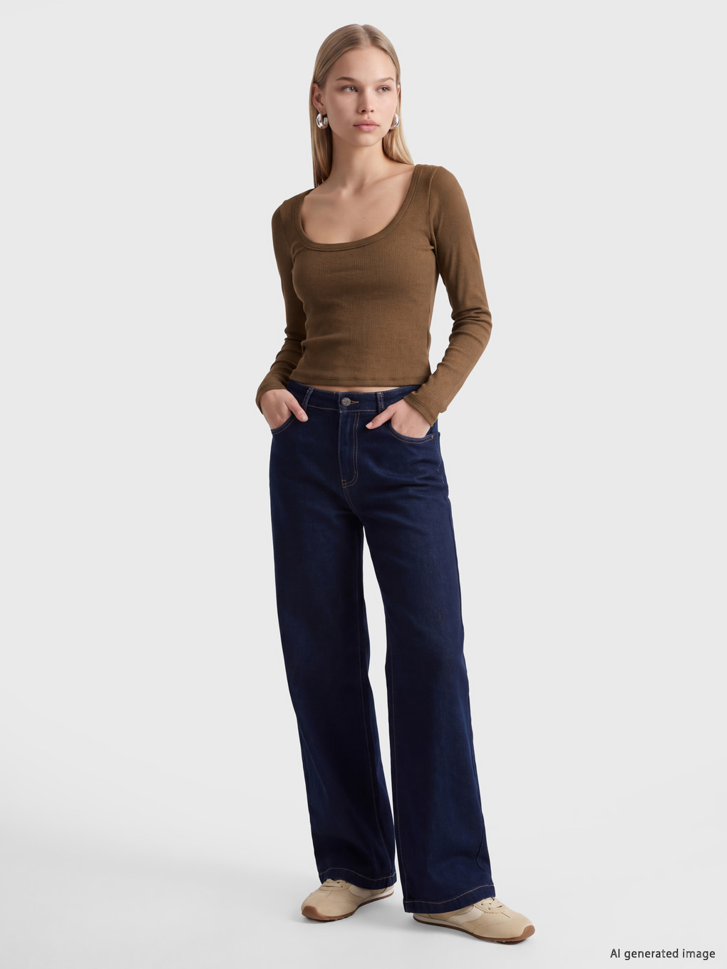 U Neck Women's Ribbed Body-1