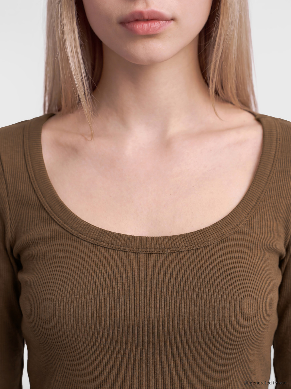 U Neck Women's Ribbed Body-2
