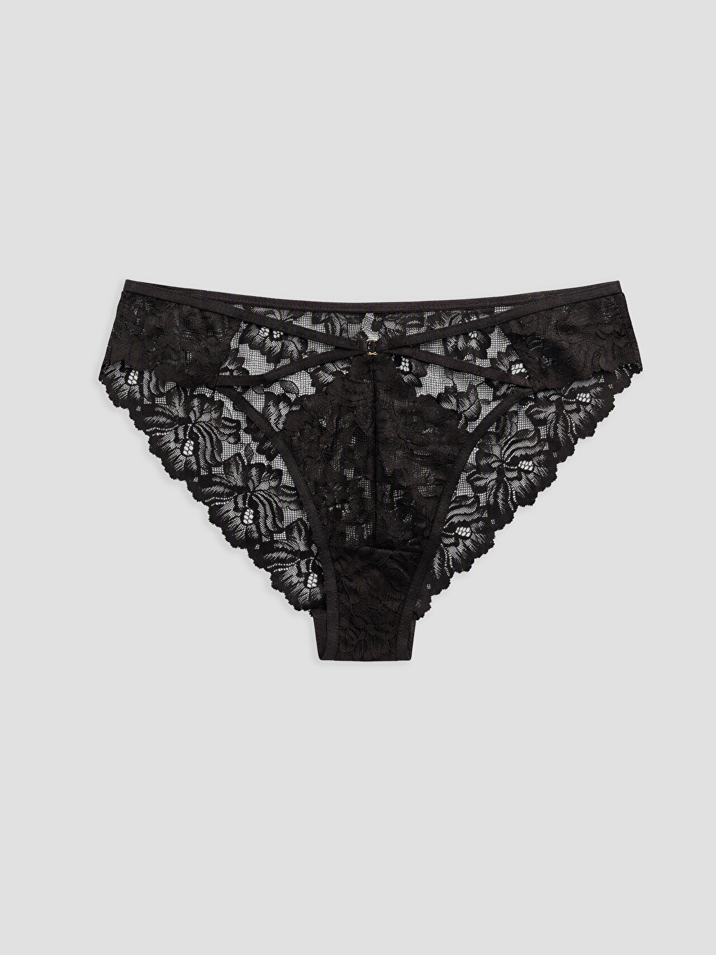 Kahverengi Dantelli Fantezi Bikini Külot