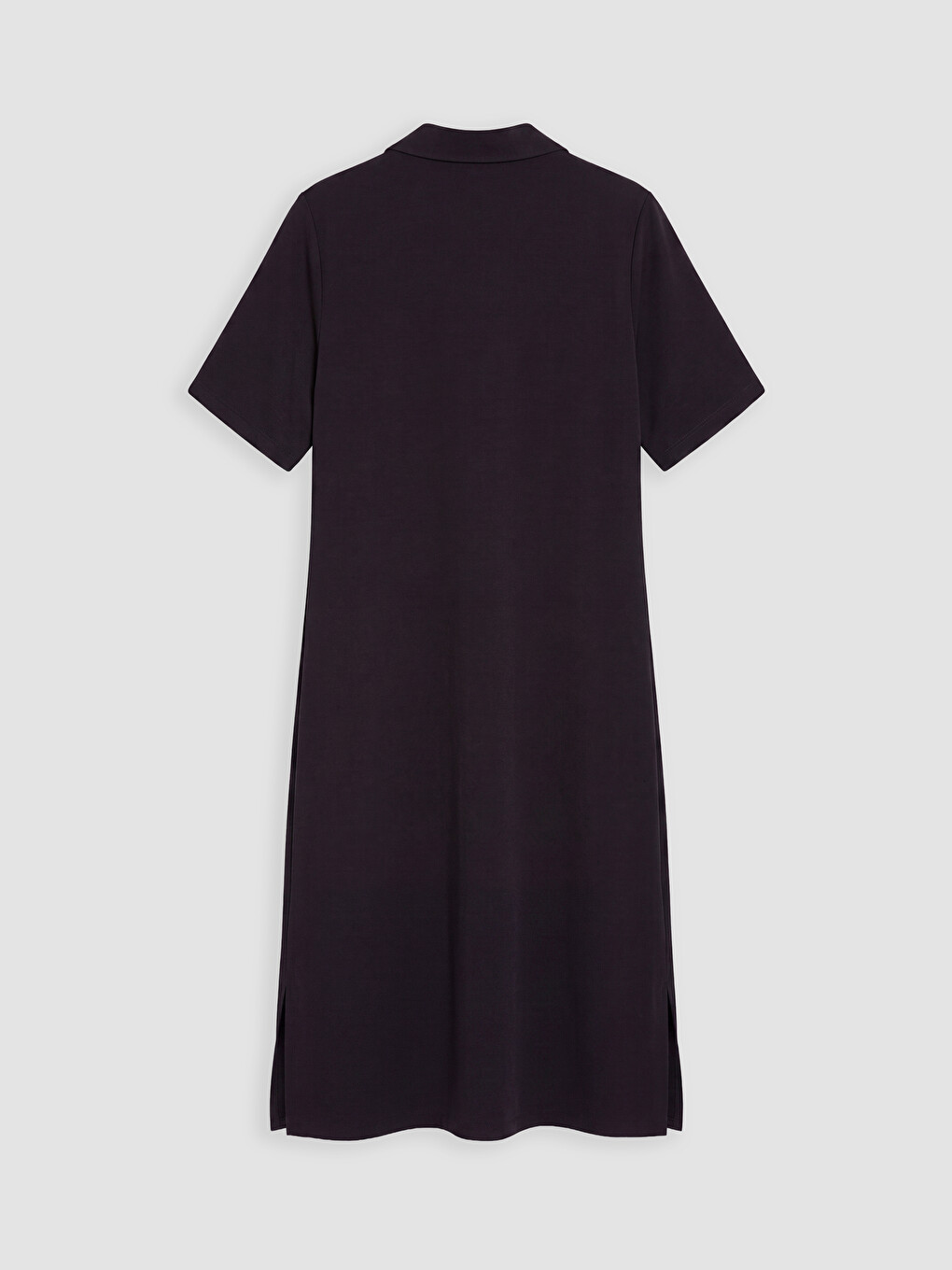 Siyah Polo Yaka Yırtmaçlı Elbise-2