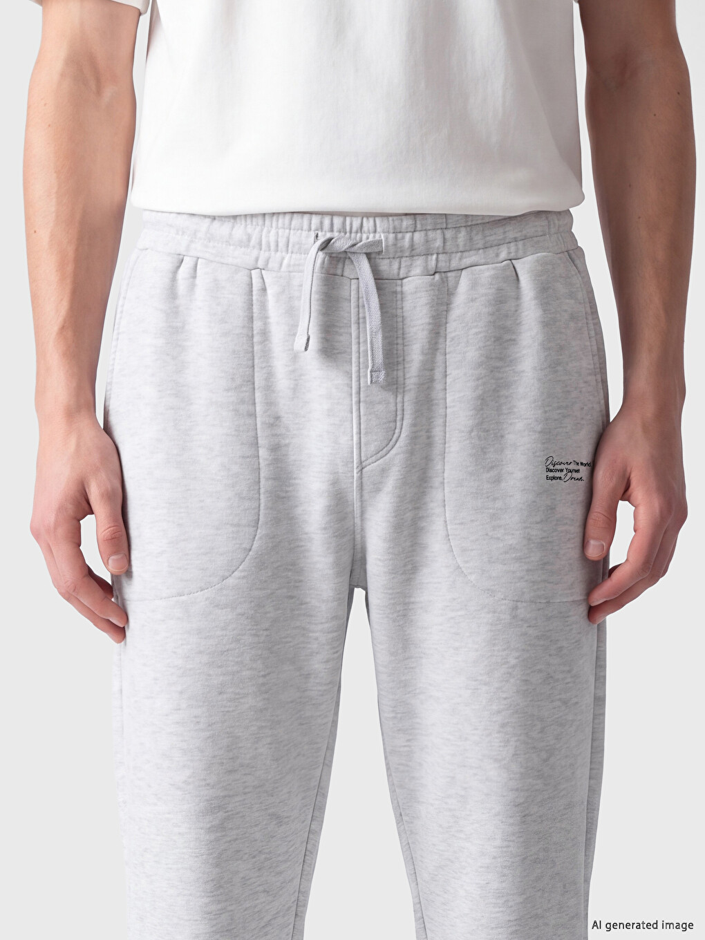 Beyaz Regular Fit Erkek Jogger Eşofman Altı-1