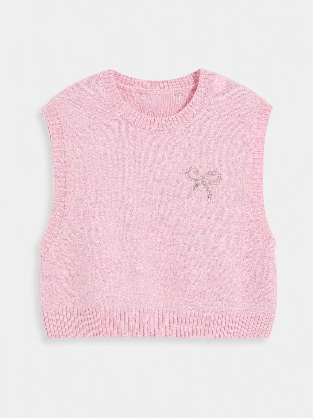 Beaded Girls' Knitwear Sweater Vest And Shirt-1