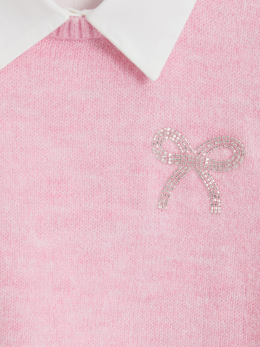 Beaded Girls' Knitwear Sweater Vest And Shirt-5