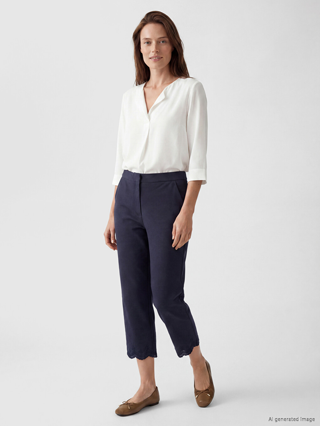 Elastic Waist Linen Blend Women's Capri
