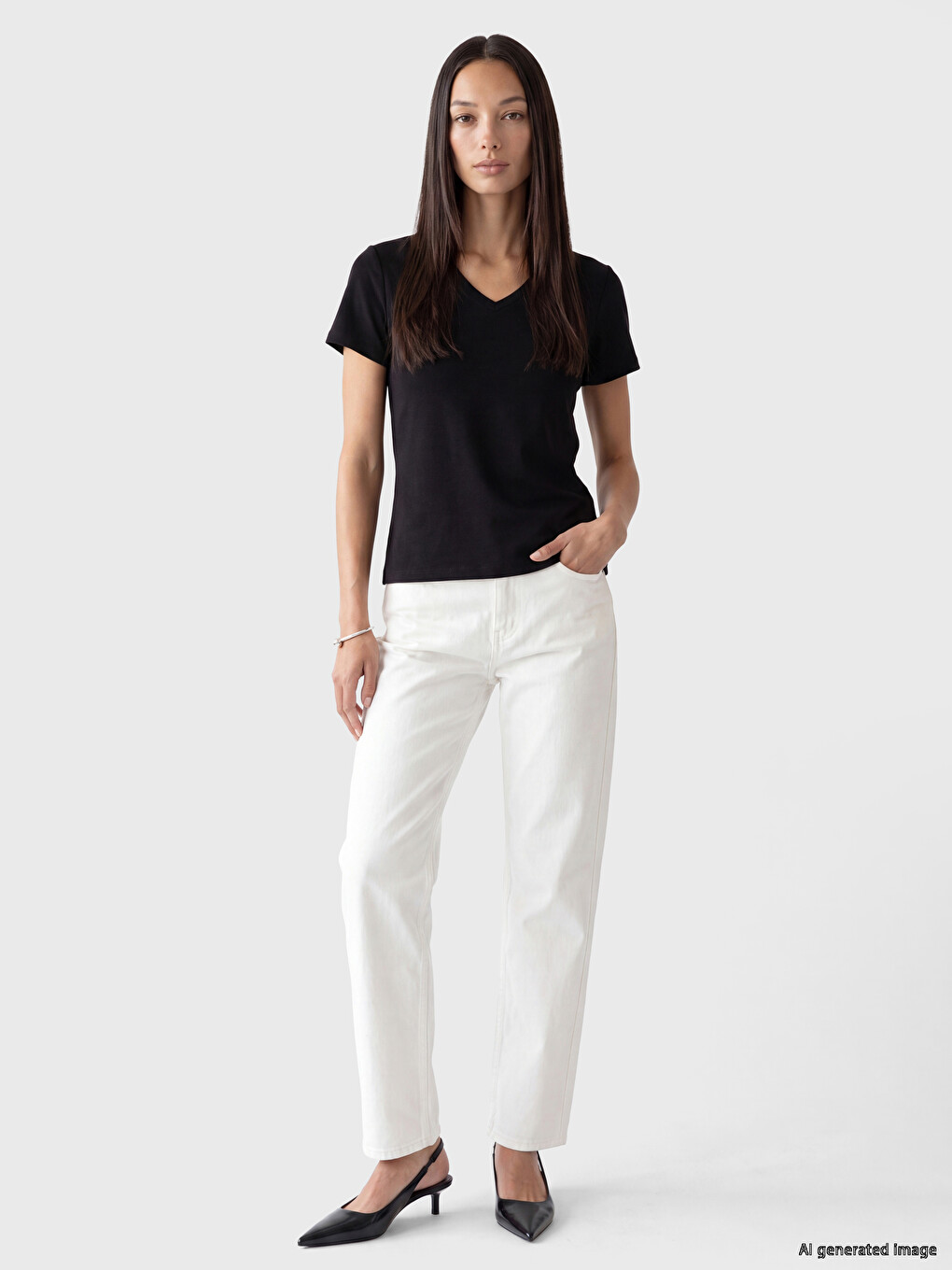 V Neck Soft Touch Women's T-shirt-1