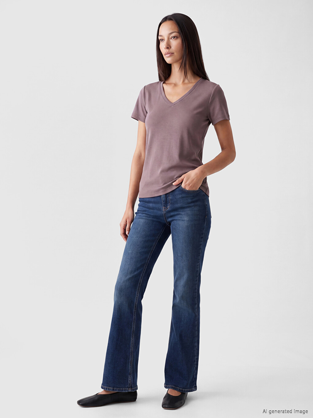 V Neck Soft Touch Women's T-shirt-1