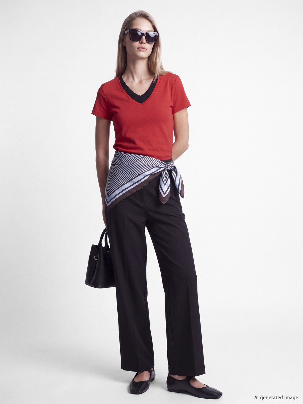V-ausschnitt Damen T-shirt-1