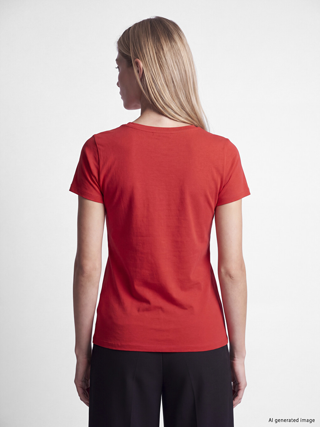 V-ausschnitt Damen T-shirt-4
