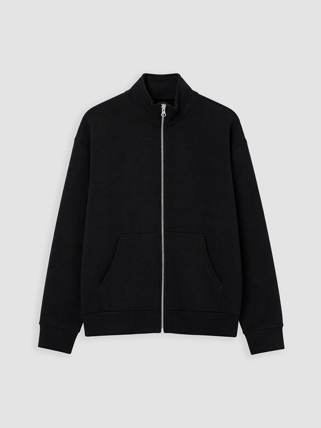 Siyah Oversize Kadın Kalın Fermuarlı Sweatshirt