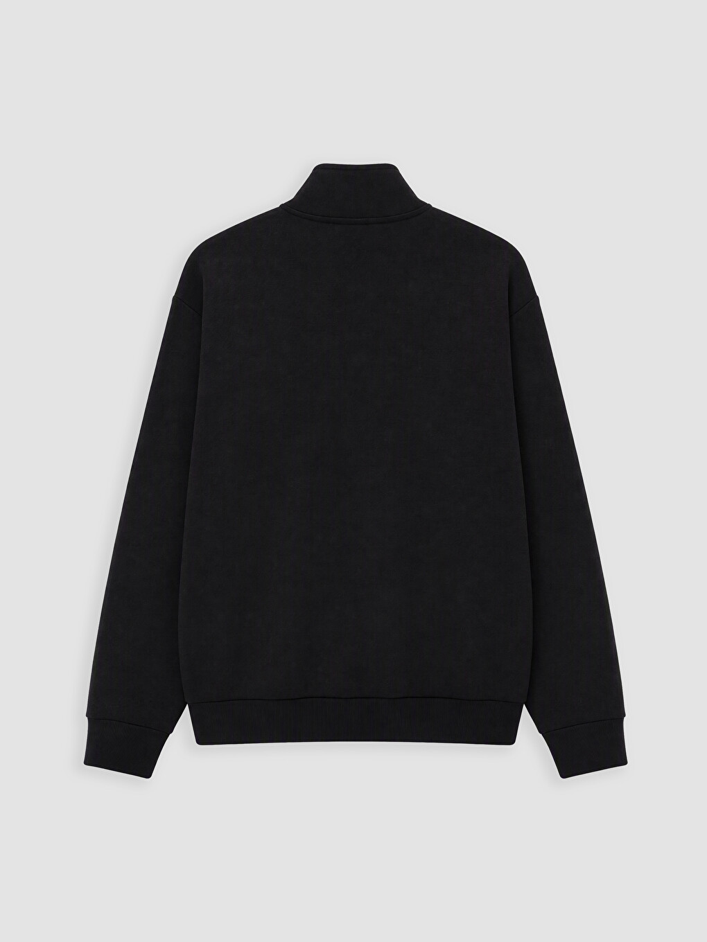 Siyah Oversize Kadın Kalın Fermuarlı Sweatshirt-2